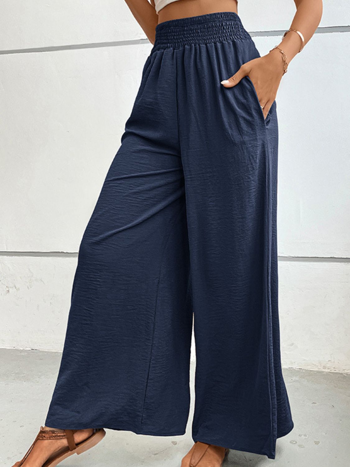 Wide Waistband Relax Fit Long Pants