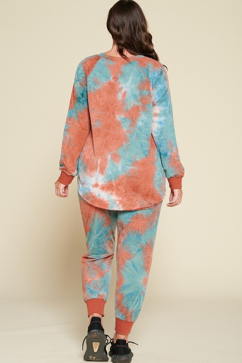 Tie-dye Printed French Terry Knit Loungewear Sets