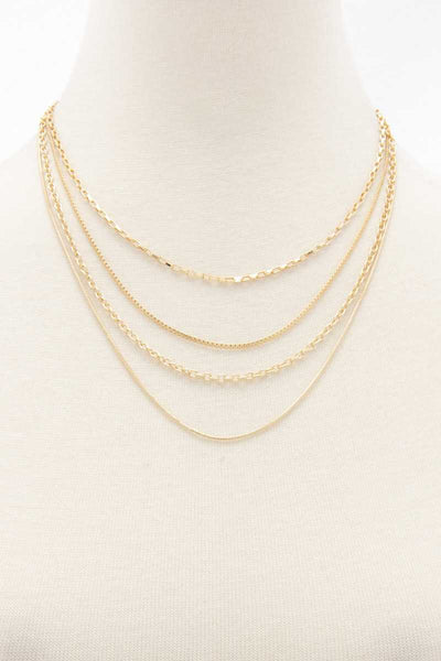 Metal Chain 4 Layer Necklace