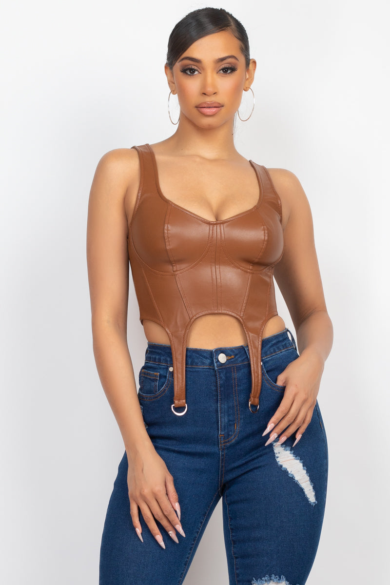 D-ring Sweetheart Bustier Leather Top